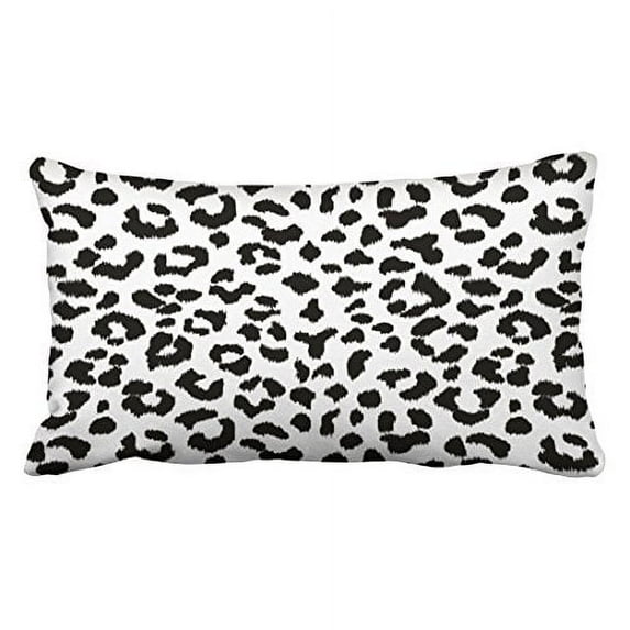 WinHome Decorative Black and White Leopard Print Animal Accent Decorative Throw Pillow Covers Cushion Cases Zippered Size 20x30 inches Two Side