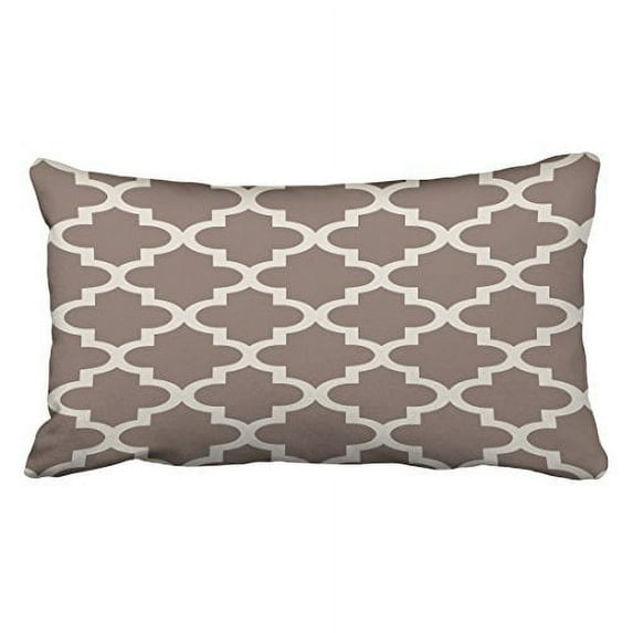 WinHome Decorative Brown and Beige Decorative Cushion Covers Throw Pillow Case Moroccan Quatrefoil Pattern Print Size 20x30 inches Two Side