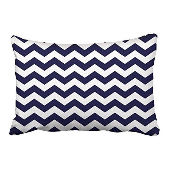 WinHome Decorative Chevron Pattern Navy Blue and White Pillow Cases Cover Decorative with Zipper Size 20x30 inches Two Side