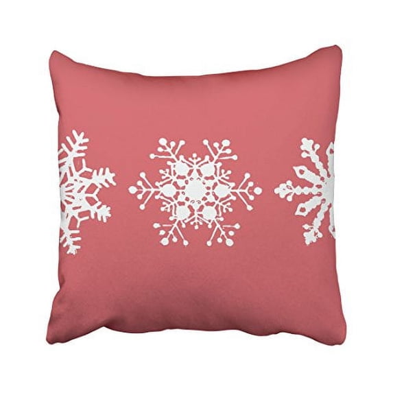 WinHome Decorative Christmas present Standard pillow cover case Decorative Red Winter with Snowflakes King Size Pillowcase Size 18x18 inches Two Side