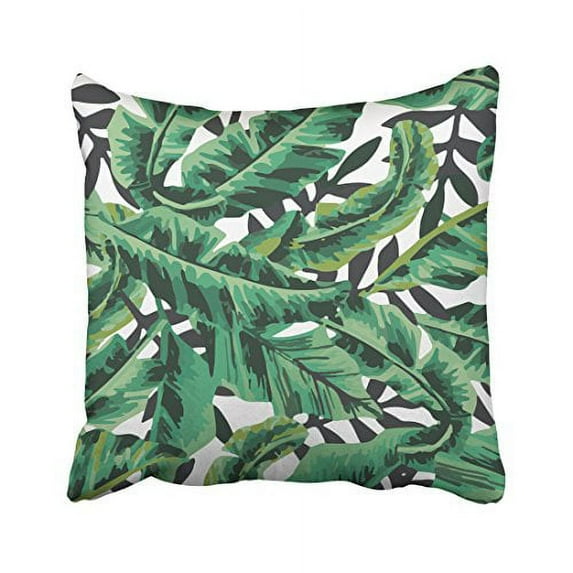 WinHome Decorative Custom Zippered Pillow Case Tropical Glam Banana Leaf Print Size 18x18 inches Two Side