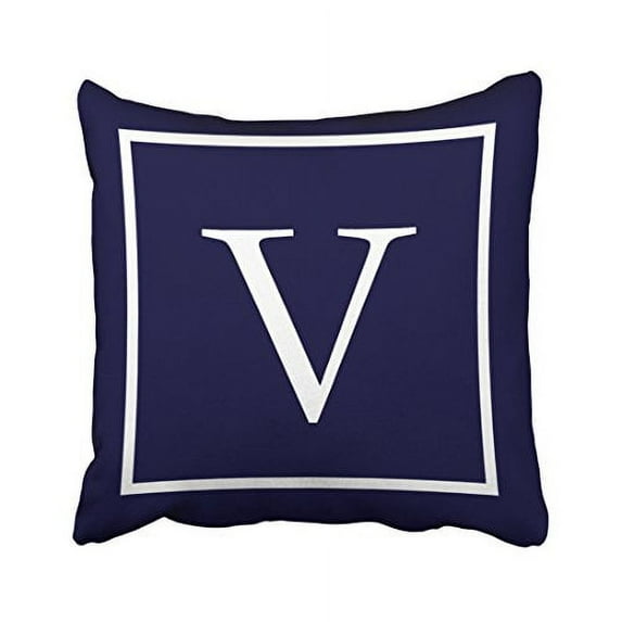 WinHome Decorative Customize monogram on navy blue pillow Personalized Monogram V Throw Pillow Case Decor Cushion Covers Size 18x18 inches Two Side