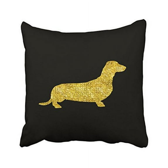 WinHome Decorative Dachshund Gold Sequin Stripes Pillow Cover for Sofa or Bedroom Size 18x18 inches Two Side