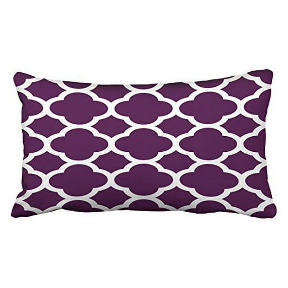 WinHome Decorative Dark Purple and White Moroccan Quatrefoil Pillows Personalized Throw Pillow Case Decor Cushion Covers Stripes Size 20x30 inches Two Side