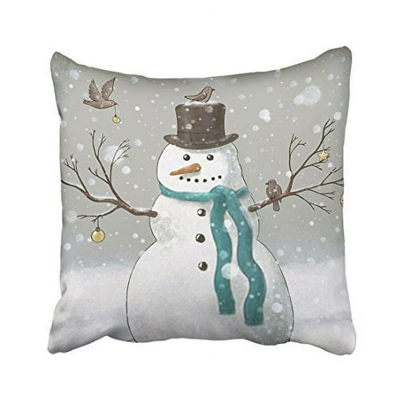 WinHome Decorative Decorative Throw Pillow Case Cushion Cover Christmas Snowman Mint Green scarf Magpie pillow cases Size 18x18 inches Two Side