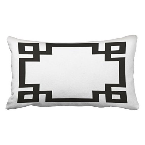 WinHome Decorative Decors Black And White Greek Key Border Throw Pillow Case Cushion Cover Home Sofa Decorative Size 20x30 inches Two Side