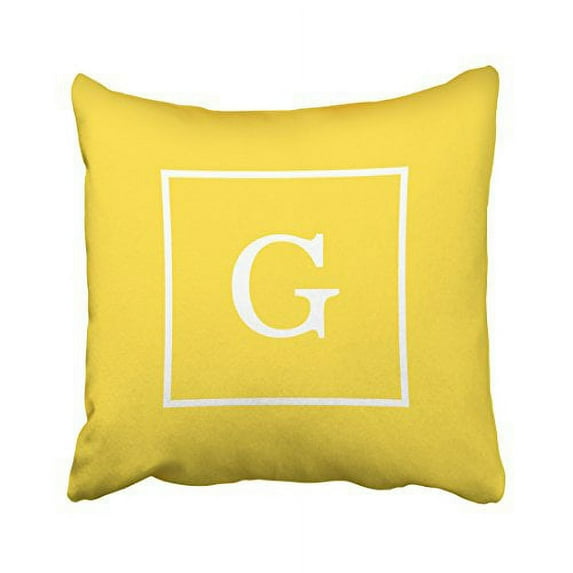 WinHome Decorative Decors Pineapple Yellow White Framed Initial Monogram Throw Pillow Case Cushion Cover Home Sofa Decorative Pillows Size 18x18 inches Two Side