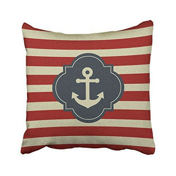 WinHome Decorative Free Minds Red White And Blue Nautical Anchor Pillow Cover Size 20x20 inches Two Side