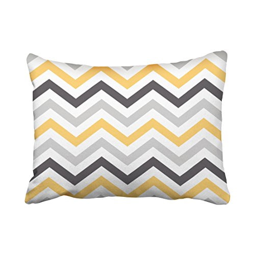 WinHome Decorative Gray Yellow and Black Chevron Pattern Design Decorative Throw Pillow Case Cover Size 20x30 inches Two Side
