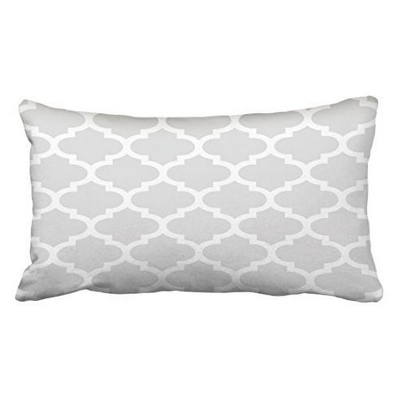 WinHome Decorative Gray and White Decorative Cushion Covers Throw Pillow Case Moroccan Quatrefoil Pattern Print Size 20x30 inches Two Side