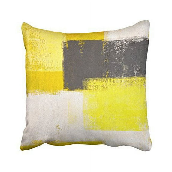 WinHome Decorative Grey And Yellow Red Abstract Art Pillow Cover Pillowcase Cushion Cover Size 20x20 inches Two Side
