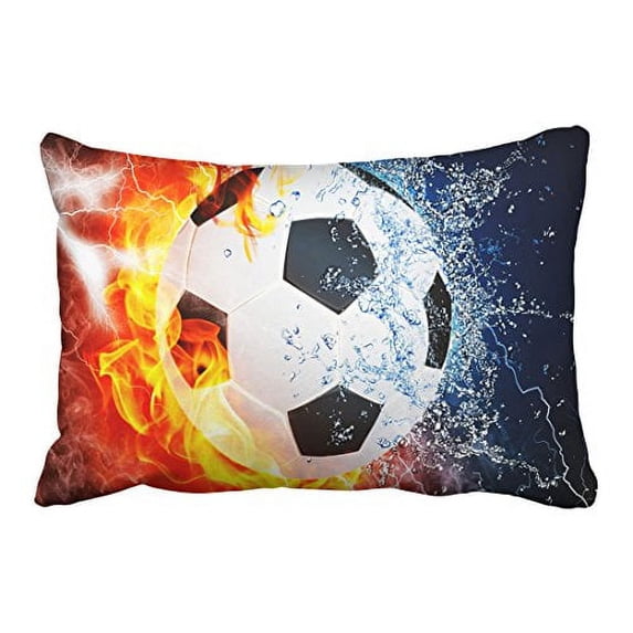 WinHome Decorative Ice and Fire Can Football Sports Soccer Center Forward Halfback Zippered Pillow Cases Covers pillowcase Size 20x30 inches Two Side