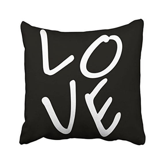 WinHome Decorative LOVE White Letters Decorative Pillow Case Cover Zippered Size 20x20 inches Two Side