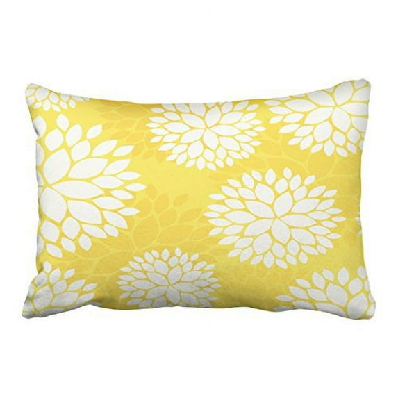 WinHome Decorative Lemon Yellow Floral Pattern Pillow Case Cushion Cover Size 20x30 inches Two Side