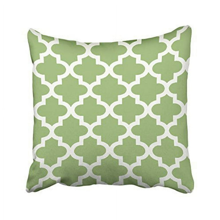 WinHome Decorative Olive Green and White Moroccan Quatrefoil Pattern Throw Pillow Case Decorative Cushion Covers Home Sofa Size 18x18 inches Two Side Walmart