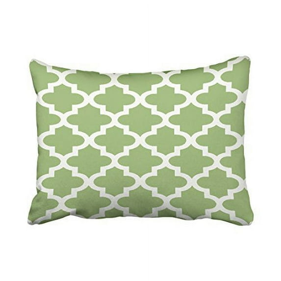WinHome Decorative Olive Green and White Moroccan Quatrefoil Pattern Throw Pillow Case Decorative Cushion Covers Home Sofa Size 20x30 inches Two Side