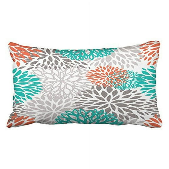 WinHome Decorative Orange Gray And Turquoise white Throw pillow Case Size 20x30 inches Two Side