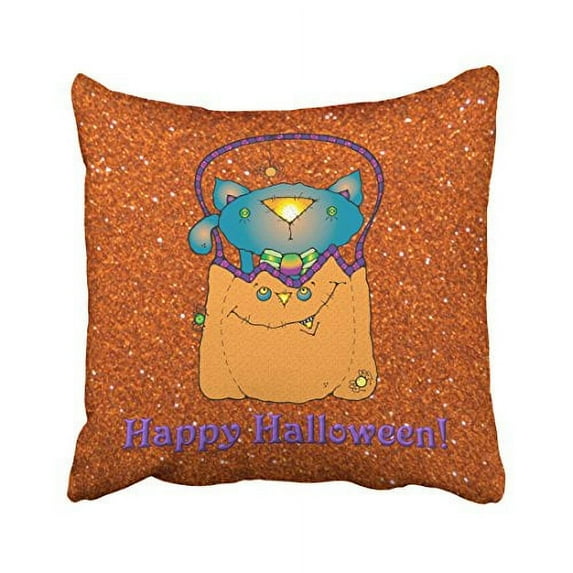 WinHome Decorative Pillowcases Halloween Cat In Pumpkin Throw Pillow Covers Cases Cushion Cover Case Sofa 20x20 Inches Two Side