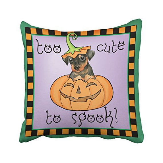 WinHome Decorative Pillowcases Halloween Min Pin Throw Pillow Covers Cases Cushion Cover Case Sofa 20x20 Inches Two Side
