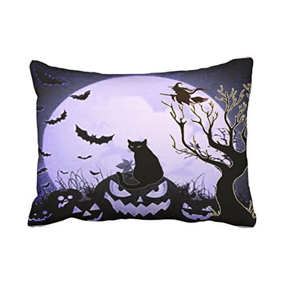 WinHome Decorative Pillowcases Halloween Purple Throw Pillow Covers Cases Cushion Cover Case Sofa 20x30 Inches Two Side