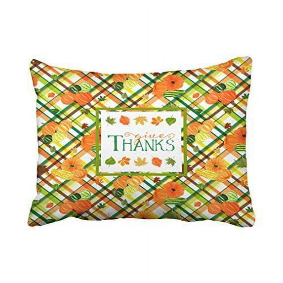 WinHome Decorative Pillowcases Harvest Plaid Throw Pillow Covers Cases Cushion Cover Case Sofa 20x30 Inches Two Side