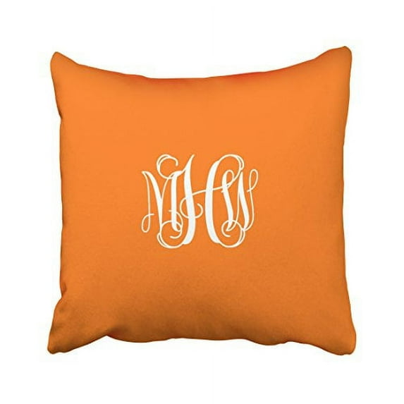 WinHome Decorative Pillowcases Pumpkin White Initials Vine Script Monogram Throw Pillow Covers Cases Cushion Cover Case Sofa 18x18 Inches Two Side
