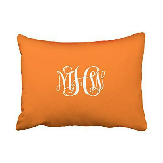 WinHome Decorative Pillowcases Pumpkin White Initials Vine Script Monogram Throw Pillow Covers Cases Cushion Cover Case Sofa 20x30 Inches Two Side