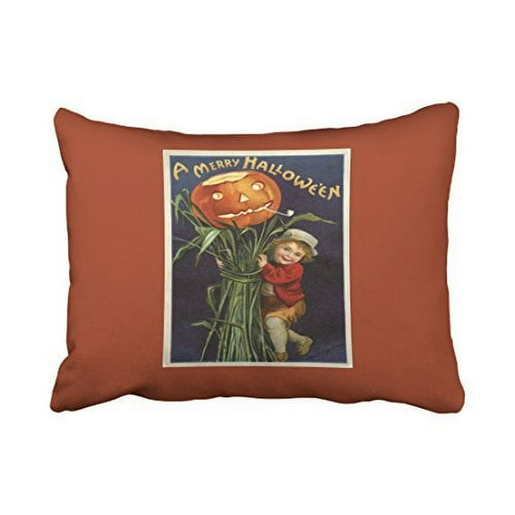 WinHome Decorative Pillowcases Vintage Lantern Cornstalk And Boy Halloween Throw Pillow Covers Cases Cushion Cover Case Sofa 20x30 Inches Two Side