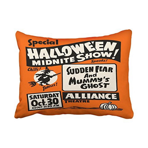 WinHome Decorative Pillowcases Vintage Spook Show Poster Halloween Midnite Show Throw Pillow Covers Cases Cushion Cover Case Sofa 20x30 Inches Two Side