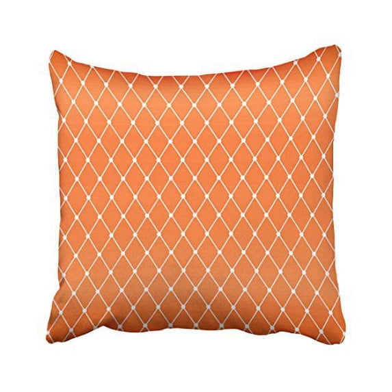 WinHome Decorative Pillowcases White Diamond Shape Pattern On Orange Throw Pillow Covers Cases Cushion Cover Case Sofa 18x18 Inches Two Side