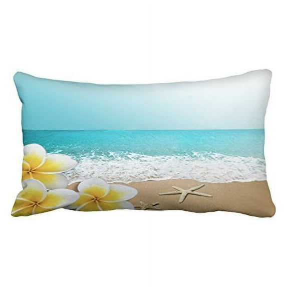 WinHome Decorative Plumeria Starfish Beach Tropical Hawaii Throw Pillow Cover Pillowcase Cushion Cover Size 20x30 inches Two Side