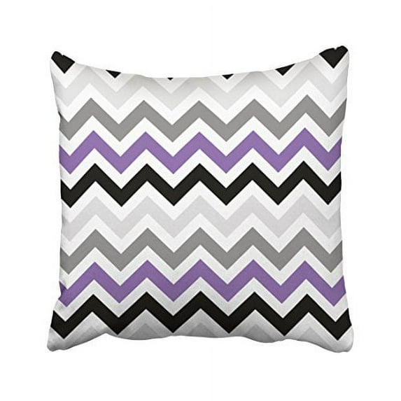 WinHome Decorative Purple Black Gray Chevron Zigzag Pattern Design Decorative Throw Pillow Case Cover Size 18x18 inches Two Side