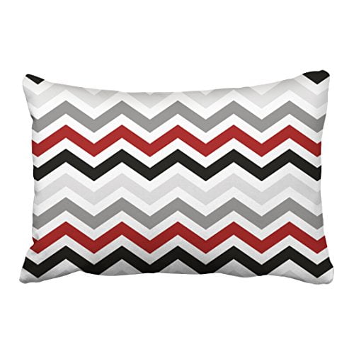 WinHome Decorative Red Black Grey White ZigZag Pillowcase Anniversary Cushion Covers Birthday's Gift Cushion Cover Size 20x30 inches Two Side