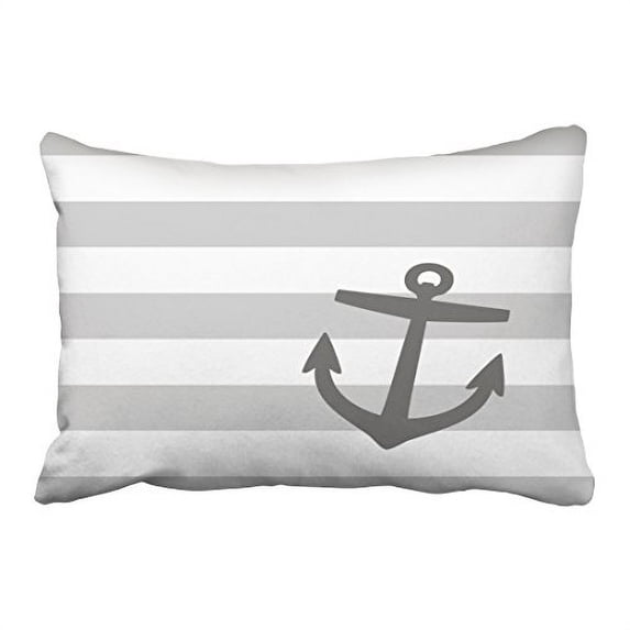 WinHome Decorative Stripe Pattern Pillowcase Gray And Charcoal Nautical Stripes And Cute Anchor Throw Pillow Covers Size 20x30 inches Two Side