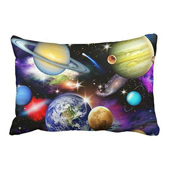 WinHome Decorative Universe Solar System Planets Earth Galaxy Nebula Print Pillow Case Pillow Inner Included Soft Bedding New Fashion Size 20x30 inches Two Side