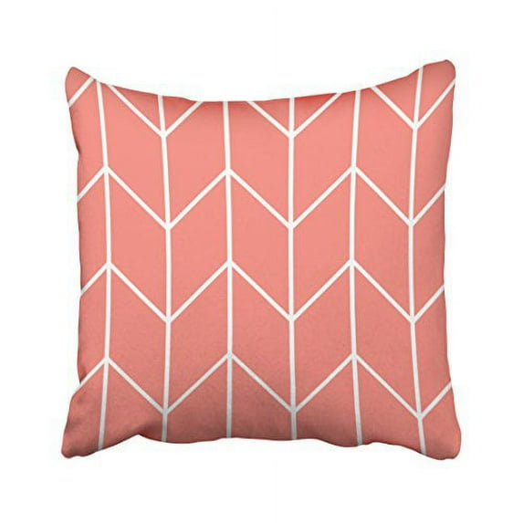 WinHome Decorative White Chevron on Coral Pink Modern Chic Lumbar Pillowcase Pillow Covers Size 20x20 inches Two Side
