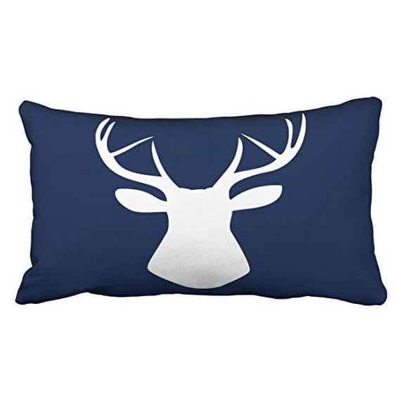 WinHome Decorative Woodland Deer Head Throw pillow Case In Navy Blue Size 20x30 inches Two Side