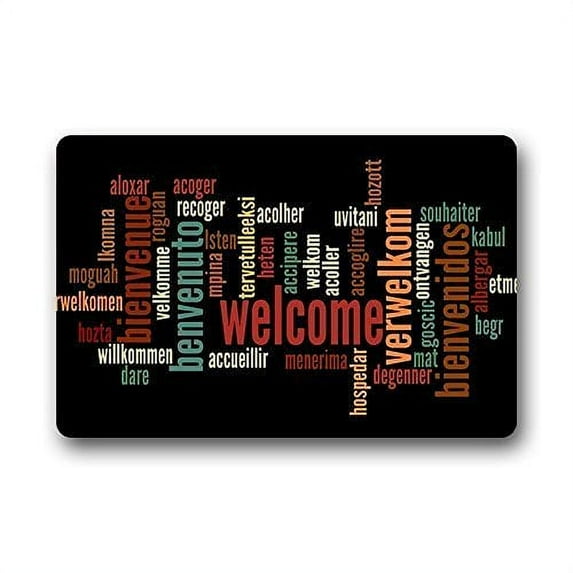 WinHome Different Languages Of Welcome Doormat Floor Mats Rugs Outdoors/Indoor Doormat Size 23.6x15.7 inches
