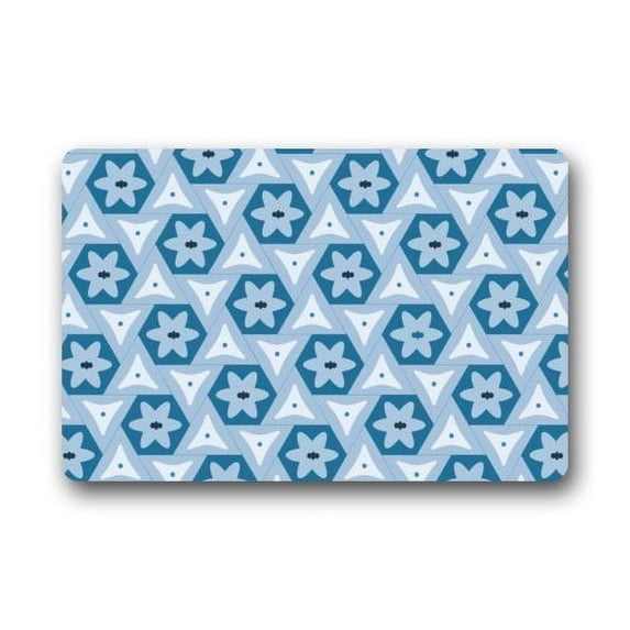 WinHome Elegance Cold Blue Flower Patterns Doormat Floor Mats Rugs Outdoors/Indoor Doormat Size 23.6x15.7 inches