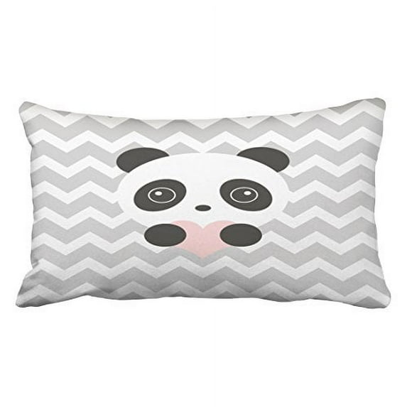 WinHome Fahion Cute Simple Chevron Panda Pink Heart Polyester 20 x 30 Inch Rectangle Throw Pillow Covers With Hidden Zipper Home Sofa Cushion Decorative Pillowcases