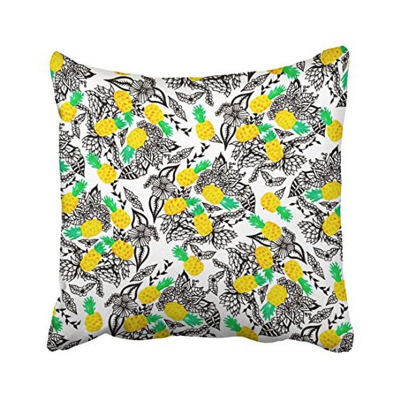 WinHome Fashion Modern Watercolor Pineapples Floral Pattern Polyester 18 x 18 Inch Square Throw Pillow Covers With Hidden Zipper Home Sofa Cushion Decorative Pillowcases