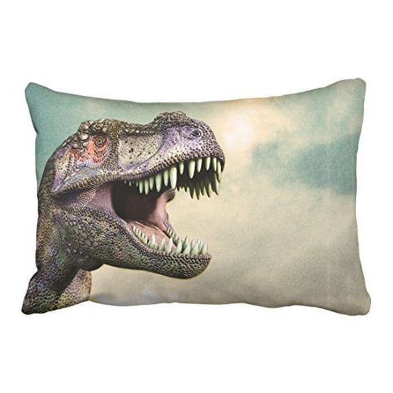 WinHome Fierce Dinosaur Head Lifelike Print Decorative Pillowcases With Hidden Zipper Decor Cushion Covers Two Side 20x30 inches