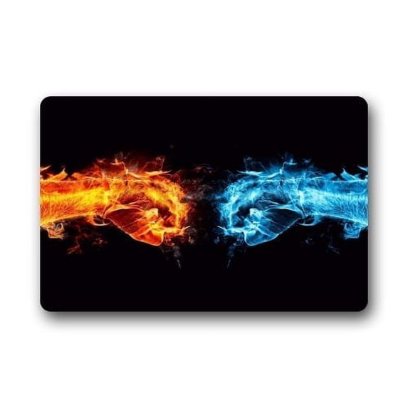 WinHome Fire Fist and Water Fist Doormat Floor Mats Rugs Outdoors/Indoor Doormat Size 30x18 inches