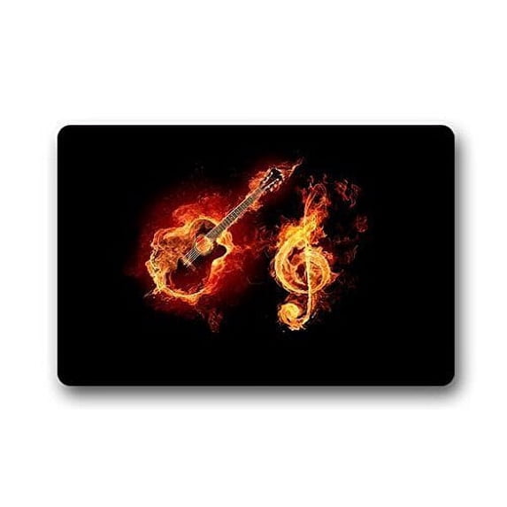 WinHome Fire Guitar Doormat Floor Mats Rugs Outdoors/Indoor Doormat Size 23.6x15.7 inches