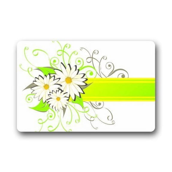 WinHome Floral Frame Doormat Floor Mats Rugs Outdoors/Indoor Doormat Size 23.6x15.7 inches