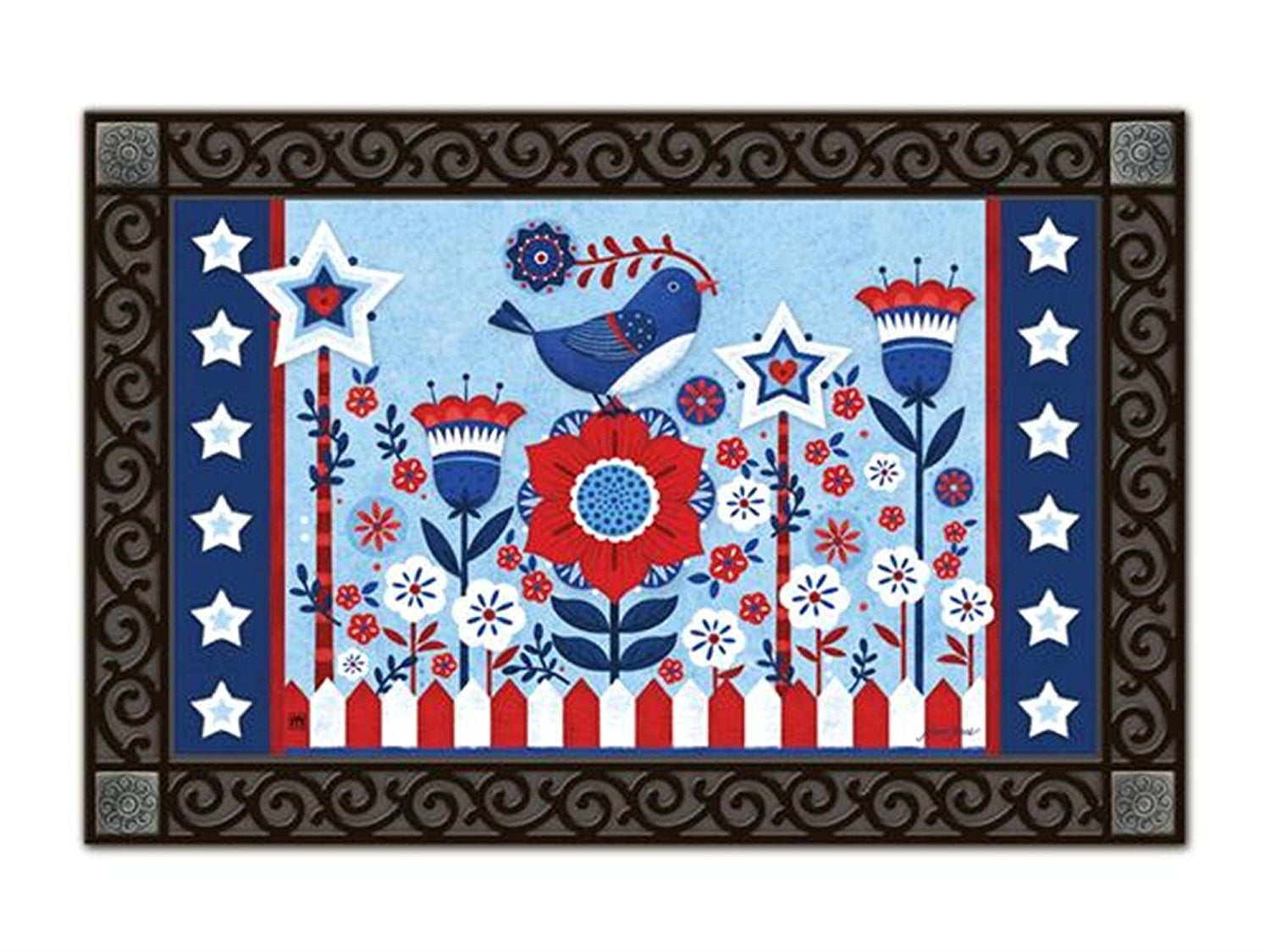 WinHome Freedom Fence Patriotic Doormat Floor Mats Rugs Outdoors/Indoor ...
