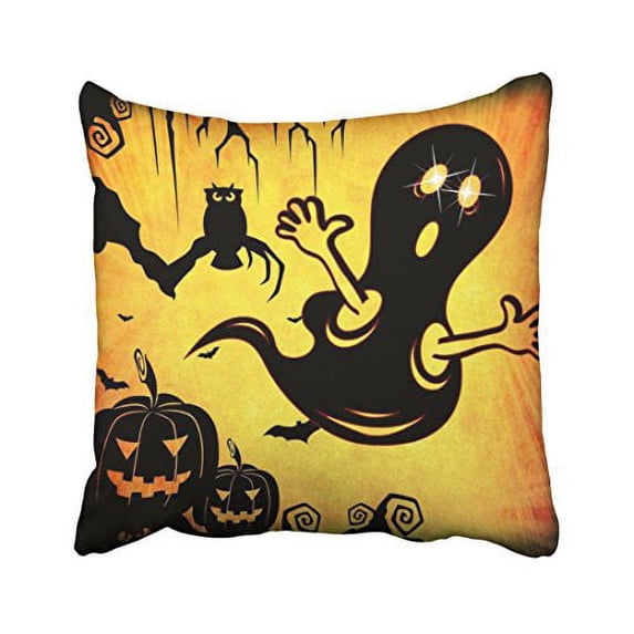 WinHome Fun Happy Halloween Trick Or Treat With Spider Web Throw Pillow Cushion Cover Case 18x18 Inches Pillowcases Two Side
