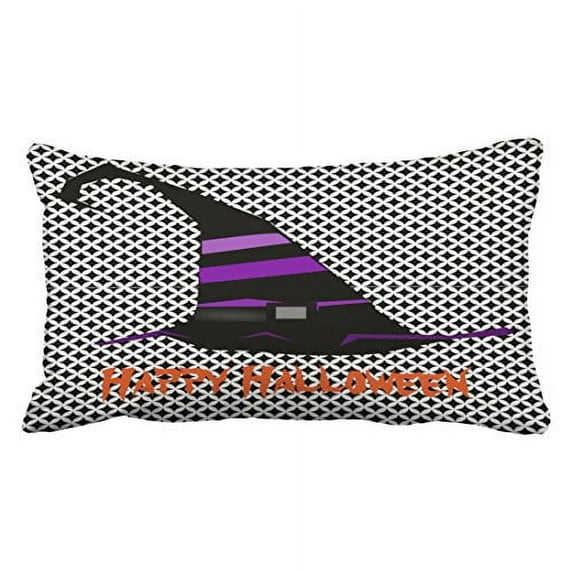 WinHome Fun Happy Halloween Witch Hat Throw Pillow Covers Cushion Cover Case 20X30 Inches Pillowcases Two Side