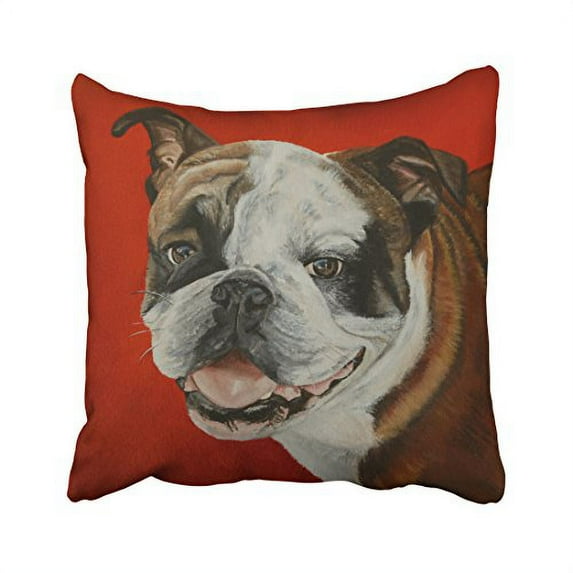 WinHome Funny Cute Fashion English Bulldog Maroon Polyester 18 x 18 Inch Square Throw Pillow Covers With Hidden Zipper Home Sofa Cushion Decorative Pillowcases
