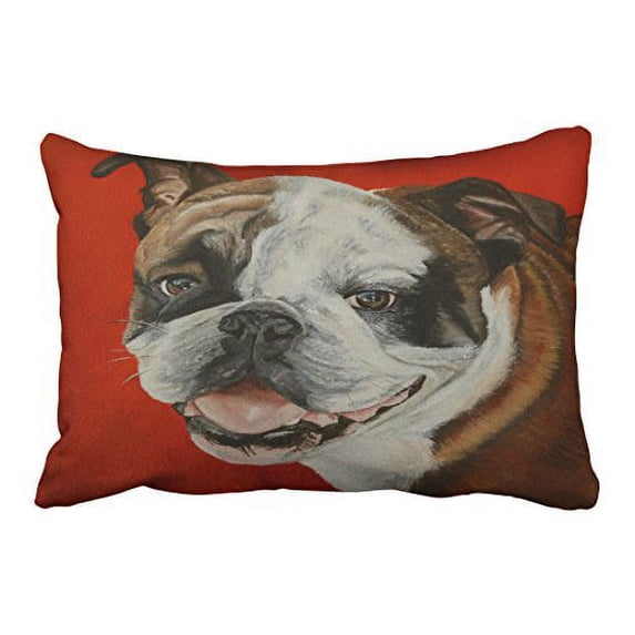 WinHome Funny Cute Fashion English Bulldog Maroon Polyester 20 x 30 Inch Rectangle Throw Pillow Covers With Hidden Zipper Home Sofa Cushion Decorative Pillowcases